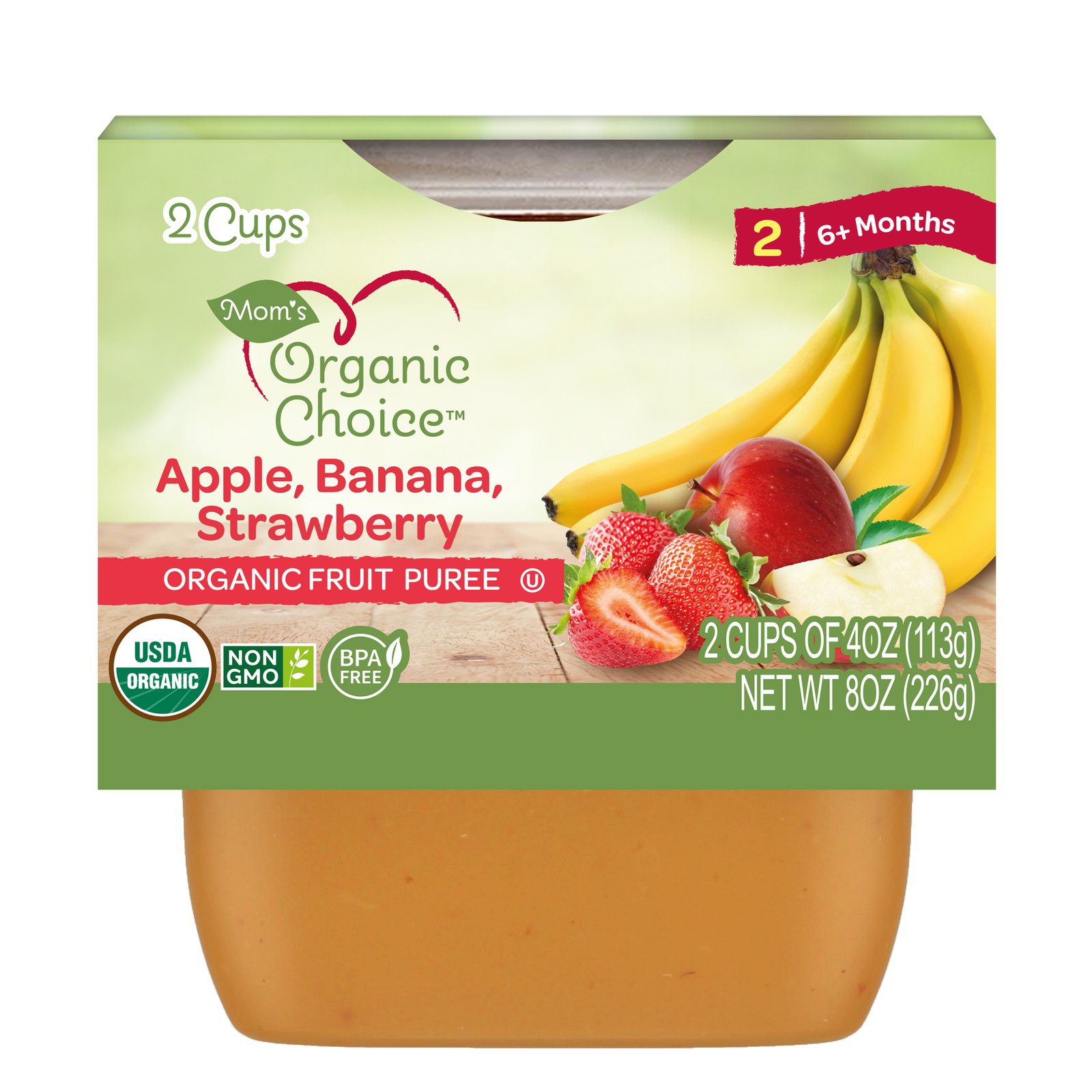 MOM'S ORGANIC Apple Banana Strawberry 4oz 20 pk