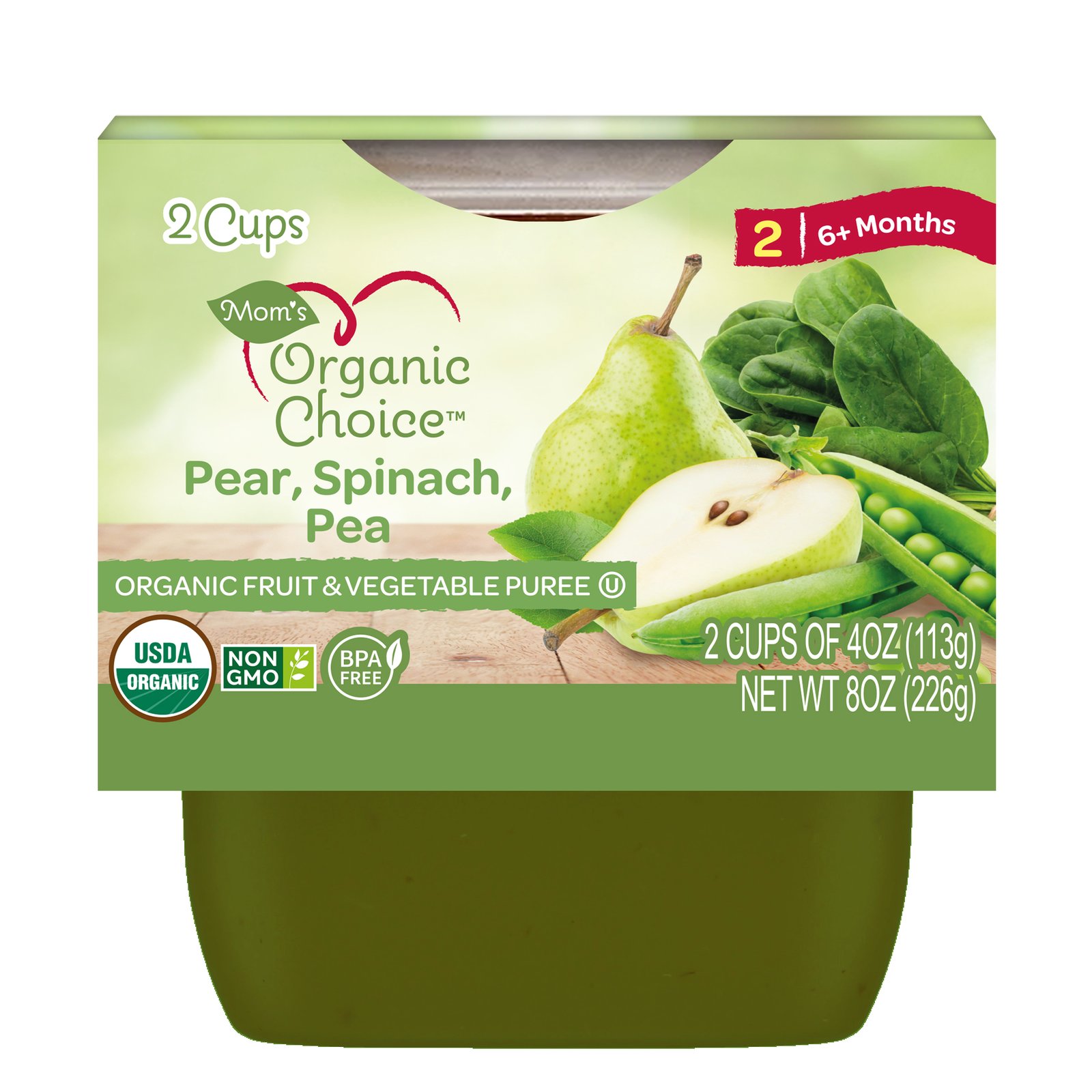 MOM'S ORGANIC Pear Spinach Pea 4oz 20 pk