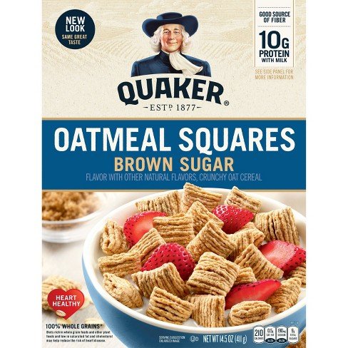QUAKER SQUARES BROWN SUGAR 14.5oz 12PK